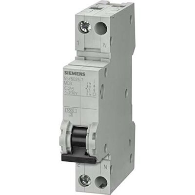 Siemens Interruptor automático 70mm 10ka curva-b 1 polo+neutro 25a Siemens Interruptor automático 70mm 10ka curva-b 1 polo+neutro 25a
