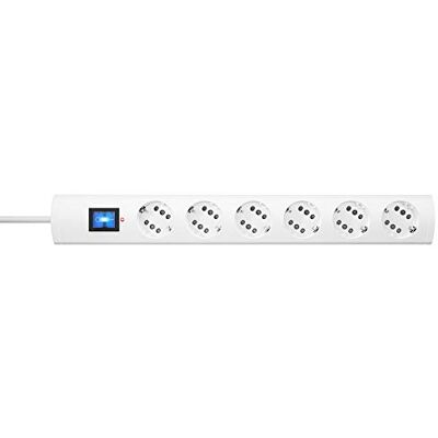 Kopp DUOversal® Plus Regleta de 6/12 enchufes de 1,4 m con Doble Ranuras + protección contra sobretensión + Interruptor + Gran Distancia + protección táctil + enroscable I Blanco Kopp DUOversal® Plus Regleta de 6/12 enchufes de 1,4 m con Doble Ranuras + protección contra sobretensión + Interruptor + Gran Distancia + protección táctil + enroscable I Blanco