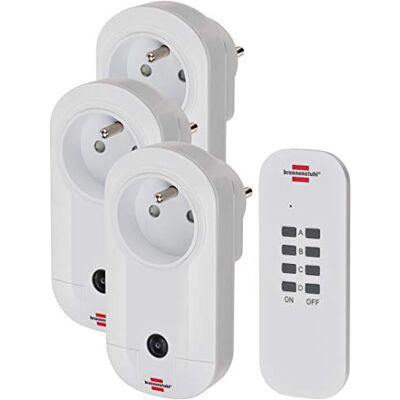 Brennenstuhl Juego de 1 mando a distancia y 3 receptores, color blanco, talla única Brennenstuhl Juego de 1 mando a distancia y 3 receptores, color blanco, talla única