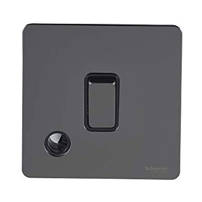 Schneider Electric Ultimate Placa plana sin tornillos, interruptor de luz individual con indicador de neón, doble polo, 20AX, GU2411WPB, latón pulido con inserto blanco Schneider Electric Ultimate Placa plana sin tornillos, interruptor de luz individual con indicador de neón, doble polo, 20AX, GU2411WPB, latón pulido con inserto blanco