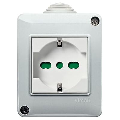 Caja Vimar Plana - IP40, 2 Módulos, Enchufe Universal Caja Vimar Plana - IP40, 2 Módulos, Enchufe Universal