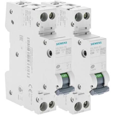 Siemens Juego de 2 interruptores eléctricos fase + neutro 20A Siemens Juego de 2 interruptores eléctricos fase + neutro 20A