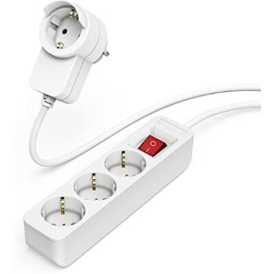 Hama Regleta de 3 enchufes con Interruptor y Toma Adicional en el Enchufe, 1,4 m, Color Blanco Hama Regleta de 3 enchufes con Interruptor y Toma Adicional en el Enchufe, 1,4 m, Color Blanco