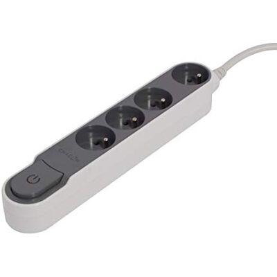 CHACON Base múltiple de diseño Gris/Blanca con Interruptor 4 x 16 A 3 m CHACON Base múltiple de diseño Gris/Blanca con Interruptor 4 x 16 A 3 m