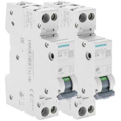 Siemens Juego de 2 interruptores eléctricos fase + neutro 10A Siemens Juego de 2 interruptores eléctricos fase + neutro 10A