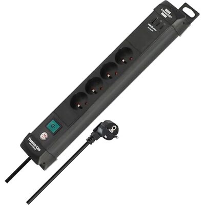 Brennenstuhl Premium-Line Regleta con 4 enchufes y 2 Puertos USB C PD 65W y USB A 18W (Made in Germany, Regleta con Cable e Interruptor, 3 m, Toma de Pared), Color Negro Brennenstuhl Premium-Line Regleta con 4 enchufes y 2 Puertos USB C PD 65W y USB A 18W (Made in Germany, Regleta con Cable e Interruptor, 3 m, Toma de Pared), Color Negro