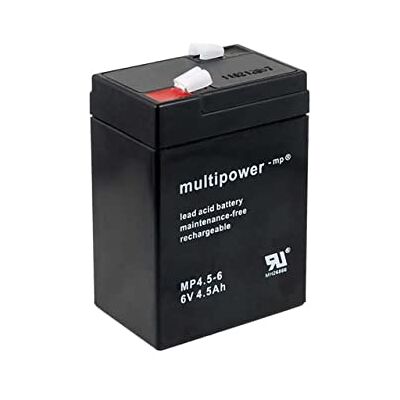 Powery Batería Plomo (Multipower) MP4,5-6 Compatible con FIAMM Modelo FG10451, 6V, 4,5Ah/27Wh, Lead-Acid Powery Batería Plomo (Multipower) MP4,5-6 Compatible con FIAMM Modelo FG10451, 6V, 4,5Ah/27Wh, Lead-Acid