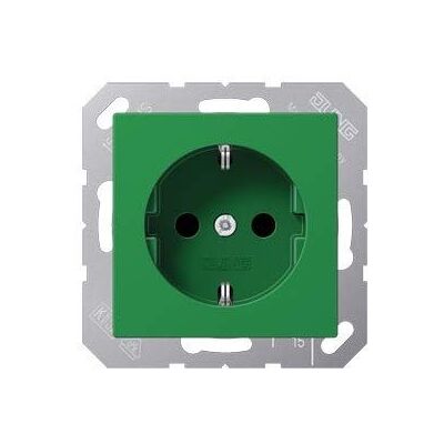 Jung 1520 BFKI GN Enchufe Schuko (16 A, 250 V, irrompible, con protección táctil, serie A), color verde Jung 1520 BFKI GN Enchufe Schuko (16 A, 250 V, irrompible, con protección táctil, serie A), color verde