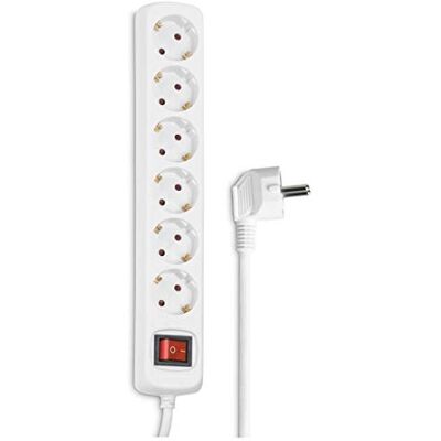 Hama Regleta con 6 Tomas (Enchufe Multiple con 6 Posiciones, botón con iluminación de Encendido, Cable de 3m) Blanco Hama Regleta con 6 Tomas (Enchufe Multiple con 6 Posiciones, botón con iluminación de Encendido, Cable de 3m) Blanco