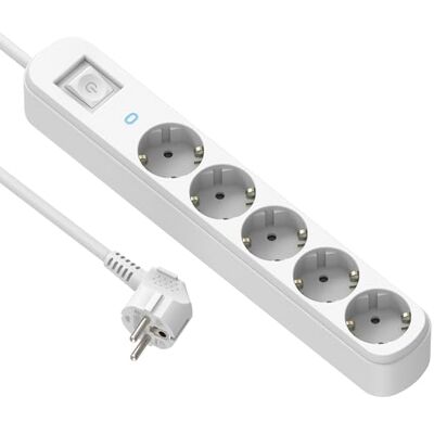 Electraline Regleta Base Multiple Prima 5 Tomas Schuko 16A, con protección contra sobretensiones + Interruptor ON/Off, Cable 1.5M, Blanco Electraline Regleta Base Multiple Prima 5 Tomas Schuko 16A, con protección contra sobretensiones + Interruptor ON/Off, Cable 1.5M, Blanco