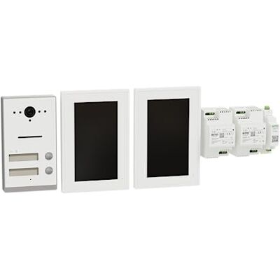 Ritto Schneider Electric TWINBUS IP VIDEO SET Interfono para puerta (pantalla HD de 7 pulgadas, tecnología de 2 cables, 2 familias, APP, interfono, montaje en superficie), color blanco Ritto Schneider Electric TWINBUS IP VIDEO SET Interfono para puerta (pantalla HD de 7 pulgadas, tecnología de 2 cables, 2 familias, APP, interfono, montaje en superficie), color blanco