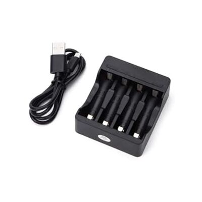 Aigostar Glowster Cargador rápido para 4 pilas AA/AAA, negro, con indicación LED y protección contra sobrecalentamiento, ideal para recargar pilas en dispositivos. Aigostar Glowster Cargador rápido para 4 pilas AA/AAA, negro, con indicación LED y protección contra sobrecalentamiento, ideal para recargar pilas en dispositivos.