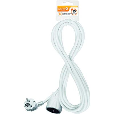 Garza Cable alargador Interior 10 m, con Toma de Tierra, 3680W/16A, cable1,5 mm², Flexible y Ligero, Blanco Garza Cable alargador Interior 10 m, con Toma de Tierra, 3680W/16A, cable1,5 mm², Flexible y Ligero, Blanco