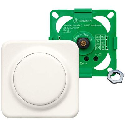 Ehmann Regulador de intensidad LED T52.07 (5260 x 0700), 0-50 W, modulación de ancho de pulso, incluye cubierta individual Color: Blanco Ehmann Regulador de intensidad LED T52.07 (5260 x 0700), 0-50 W, modulación de ancho de pulso, incluye cubierta individual Color: Blanco