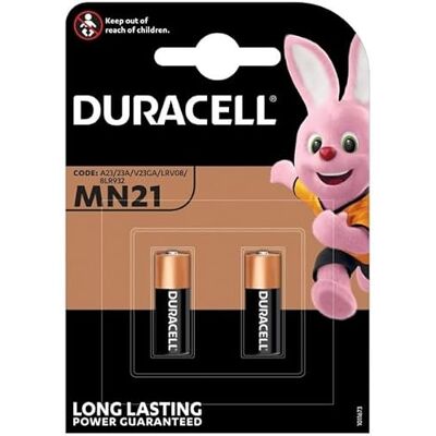 Duracell Pilas alcalinas Especiales MN21 12V (A23 / 23A / V23GA / LRV08 / 8LR932) para Uso en mandos a Distancia, timbres inalámbricos y Sistemas de Seguridad. Duracell Pilas alcalinas Especiales MN21 12V (A23 / 23A / V23GA / LRV08 / 8LR932) para Uso en mandos a Distancia, timbres inalámbricos y Sistemas de Seguridad.