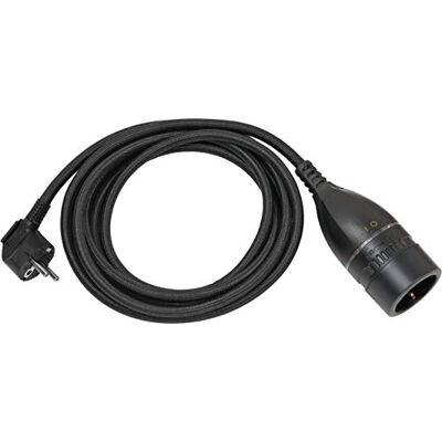 Brennenstuhl Cable alargador de plástico 3 m con Cubierta Textil y Interruptor giratioria (alargador eléctrico para Interiores, Cable de 3 m, Interruptor Iluminado) Negro Brennenstuhl Cable alargador de plástico 3 m con Cubierta Textil y Interruptor giratioria (alargador eléctrico para Interiores, Cable de 3 m, Interruptor Iluminado) Negro