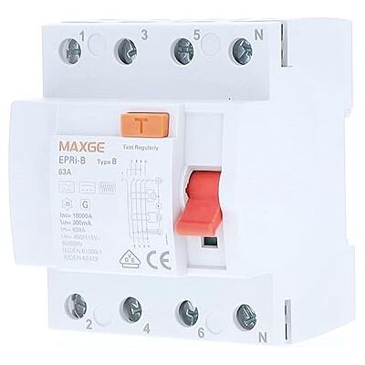 as - Schwabe as Schwabe Disyuntor de circuito de corriente múltiple tipo B 63A 300 mA 3 pines 4TE de retardo corto RCD RCCB para obras e industrias as - Schwabe as Schwabe Disyuntor de circuito de corriente múltiple tipo B 63A 300 mA 3 pines 4TE de retardo corto RCD RCCB para obras e industrias