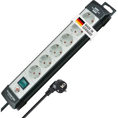 Brennenstuhl Premium-Line regleta de enchufes con 6 Tomas de Corriente (Cable de 5m, con Interruptor, montable, Fabricado en Alemania) Negro/Gris Brennenstuhl Premium-Line regleta de enchufes con 6 Tomas de Corriente (Cable de 5m, con Interruptor, montable, Fabricado en Alemania) Negro/Gris