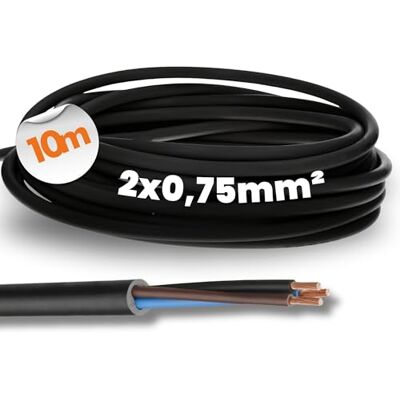 Lapp H05RN-F Cable de goma flexible (10 m, 2 x 0,75 mm², resistente a los rayos UV), color negro Lapp H05RN-F Cable de goma flexible (10 m, 2 x 0,75 mm², resistente a los rayos UV), color negro