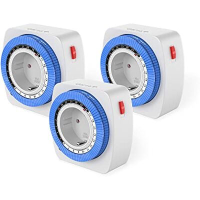 Garza -Enchufe Temporizador analógico Mini, Color Blanco Azul, Una Unidad (3) Garza -Enchufe Temporizador analógico Mini, Color Blanco Azul, Una Unidad (3)
