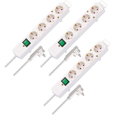 Brennenstuhl Comfort-Line Plus Regleta de enchufes cuádruple, Juego de 3 (regleta con Enchufe Plano e Interruptor, Enchufe múltiple con Cable de 2 m y enchufes con separación Extra Ancha) Blanco Brennenstuhl Comfort-Line Plus Regleta de enchufes cuádruple, Juego de 3 (regleta con Enchufe Plano e Interruptor, Enchufe múltiple con Cable de 2 m y enchufes con separación Extra Ancha) Blanco