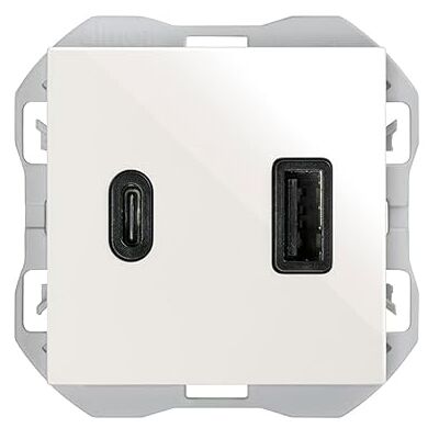 Simon Enchufe con Cargador Doble USB A+C, 3A, Serie 270, Tecnología Power Delivery, Enchufe de Pared Plano y Fino, Fácil de Instalar, Empotrable, Apto para Interiores, Color Blanco (20000296-090) Simon Enchufe con Cargador Doble USB A+C, 3A, Serie 270, Tecnología Power Delivery, Enchufe de Pared Plano y Fino, Fácil de Instalar, Empotrable, Apto para Interiores, Color Blanco (20000296-090)