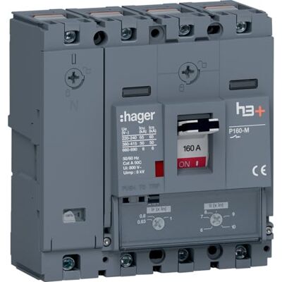 Hager HMS161DC - Interruptor automático 4 polos 160A IP40 Hager HMS161DC - Interruptor automático 4 polos 160A IP40