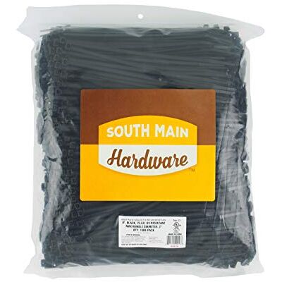 South Main Hardware 8 pulgadas, paquete de 1000, 75 libras, negro, brida de nailon estándar South Main Hardware 8 pulgadas, paquete de 1000, 75 libras, negro, brida de nailon estándar