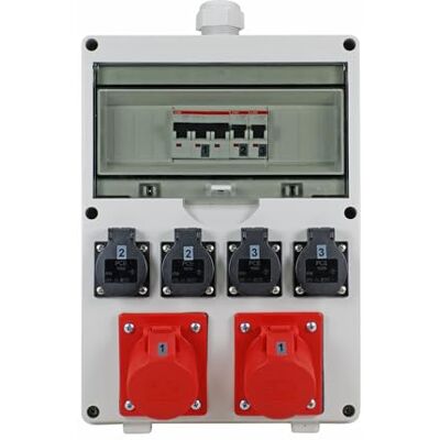 Ehmann Distribuidor de pared profesional, entrada M32 para cable, con disyuntores, Made in Germany, 6 salidas (2 x CEE 16 A / 4 x 230 V~), K2, BGI-GUV-I608 Ehmann Distribuidor de pared profesional, entrada M32 para cable, con disyuntores, Made in Germany, 6 salidas (2 x CEE 16 A / 4 x 230 V~), K2, BGI-GUV-I608