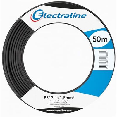 Electraline Cable unipolar FS17, sección 1 x 1,5 mm², negro, 50 m Electraline Cable unipolar FS17, sección 1 x 1,5 mm², negro, 50 m