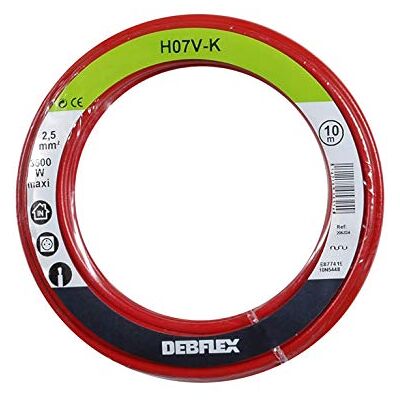 DEBFLEX HO7V-K - Cable de PVC de cobre - 10m - Rojo - Cable eléctrico DEBFLEX HO7V-K - Cable de PVC de cobre - 10m - Rojo - Cable eléctrico
