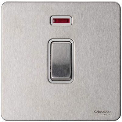 Schneider Electric GU4431WSS Ultimate Placa plana sin tornillos, interruptor de 2 polos, 1 banda, acero inoxidable Schneider Electric GU4431WSS Ultimate Placa plana sin tornillos, interruptor de 2 polos, 1 banda, acero inoxidable