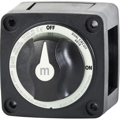 Blue Sea Systems 6010200 m-Series Interruptor de batería de doble circuito, negro Blue Sea Systems 6010200 m-Series Interruptor de batería de doble circuito, negro