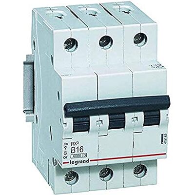 Legrand , RX3 Disyuntor magnético térmico (16 A, 3 pines, 6000 A, 400 VAC, 3TE) Legrand , RX3 Disyuntor magnético térmico (16 A, 3 pines, 6000 A, 400 VAC, 3TE)