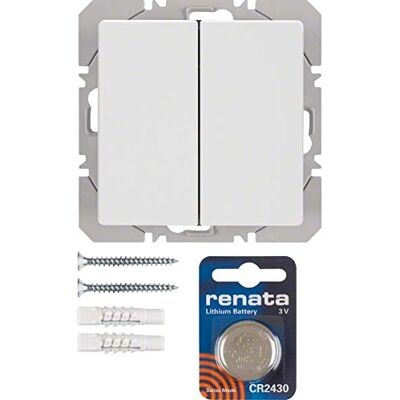 Hager Pulsador de superficie KNX radio quicklink doble, con batería, berker.Net Emisores KNX radio de , para serie berker Q.1 de , blanco polar Hager Pulsador de superficie KNX radio quicklink doble, con batería, berker.Net Emisores KNX radio de , para serie berker Q.1 de , blanco polar