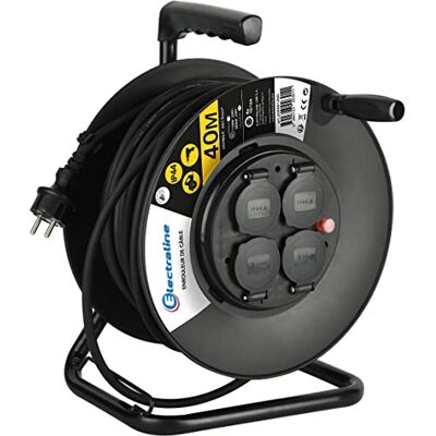 Electraline Prolongador eléctrico IP44 profesional (40 m), color negro Electraline Prolongador eléctrico IP44 profesional (40 m), color negro