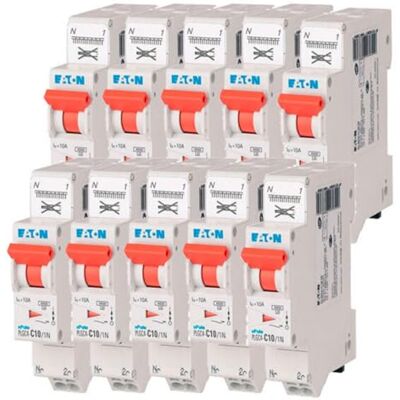 Eaton 109128 PLGC4-C10/1N Disyuntor modular PH/N Blanco Mando naranja 1P+N/10 A Curva C Conexión directa sin tornillos 10 disyuntores Eaton 109128 PLGC4-C10/1N Disyuntor modular PH/N Blanco Mando naranja 1P+N/10 A Curva C Conexión directa sin tornillos 10 disyuntores