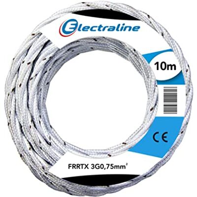 Electraline Cable Eléctrico de 10m Tejido en Tela para Lámparas y Candelabros Electraline Cable Eléctrico de 10m Tejido en Tela para Lámparas y Candelabros