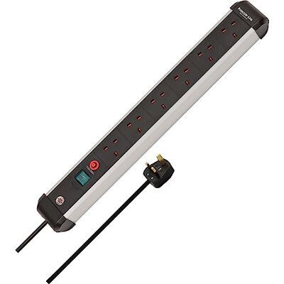Brennenstuhl Alargador de Cable de 6 vías (regleta con botón Fusible de Seguridad, Cable de 3 m, Fabricado en Alemania), Color Negro y Plateado Brennenstuhl Alargador de Cable de 6 vías (regleta con botón Fusible de Seguridad, Cable de 3 m, Fabricado en Alemania), Color Negro y Plateado