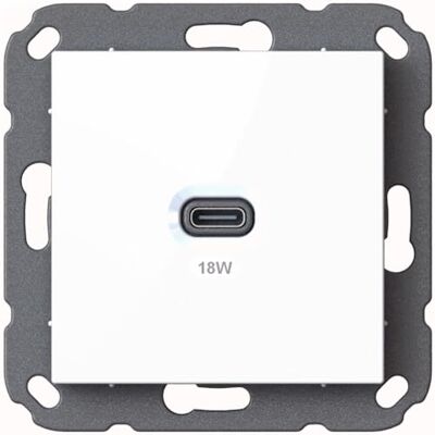 Ehmann Estación de Carga USB empotrada, Cargador USB-C de 18 vatios, Blanco Ehmann Estación de Carga USB empotrada, Cargador USB-C de 18 vatios, Blanco