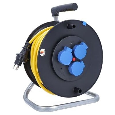 as - Schwabe as Schwabe Carrete de cable 33 m K35 AT-N07V3V3-F 3G1,5 amarillo, IP44 para exteriores, con conector SEV T13 IP55 y 3 enchufes tipo 13, interruptor de protección térmica, fabricado en Alemania as - Schwabe as Schwabe Carrete de cable 33 m K35 AT-N07V3V3-F 3G1,5 amarillo, IP44 para exteriores, con conector SEV T13 IP55 y 3 enchufes tipo 13, interruptor de protección térmica, fabricado en Alemania