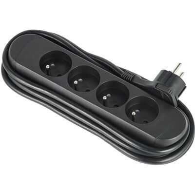 Electraline 32057 Regleta múltiple (4 enchufes franceses con bobinadora, enchufes 16 A, Cable 3 M, H05VV-F 3G1,5 mm², Enchufe Plano Electraline 32057 Regleta múltiple (4 enchufes franceses con bobinadora, enchufes 16 A, Cable 3 M, H05VV-F 3G1,5 mm², Enchufe Plano