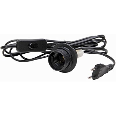 Kopp Euro Cuerda, 2 m, 2 x 0,75 mm² con Interruptor y E27 (Material Aislante de Capacidad, Negro, Kopp Euro Cuerda, 2 m, 2 x 0,75 mm² con Interruptor y E27 (Material Aislante de Capacidad, Negro,