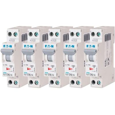 Eaton 264746 PLG4-C16/1N DISYONCTOR MODULAR PH/N Blanco MANETA GRISE 1P+N/16 A CURVA C Conexión de tornillo 5 disyuntores Eaton 264746 PLG4-C16/1N DISYONCTOR MODULAR PH/N Blanco MANETA GRISE 1P+N/16 A CURVA C Conexión de tornillo 5 disyuntores
