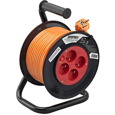 DEBFLEX Enrollacables para bricolaje (H05VV-F, 3G1,5, 4P, con disyuntor, 25 m), color naranja DEBFLEX Enrollacables para bricolaje (H05VV-F, 3G1,5, 4P, con disyuntor, 25 m), color naranja