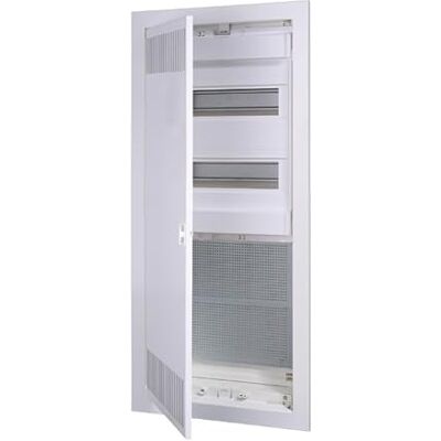 ETI Distribuidor multimedia híbrido y caja de fusibles, combinado, empotrado, pared hueca, IP30, puerta de acero (4 filas, riel 2 DIN) ETI Distribuidor multimedia híbrido y caja de fusibles, combinado, empotrado, pared hueca, IP30, puerta de acero (4 filas, riel 2 DIN)