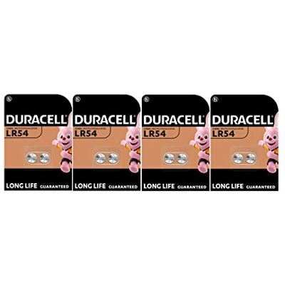Duracell 8 x LR54 LR1130 V10GA 189 191 (4 blísteres de 2 baterías) 8 pilas Duracell 8 x LR54 LR1130 V10GA 189 191 (4 blísteres de 2 baterías) 8 pilas