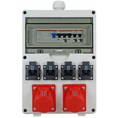 Ehmann Distribuidor de pared profesional, entrada M32 para cable, con FI y disyuntores, Made in Germany, 6 salidas (2 x CEE 16 A / 4 x 230 V~), K2, BGI-GUV-I608 Ehmann Distribuidor de pared profesional, entrada M32 para cable, con FI y disyuntores, Made in Germany, 6 salidas (2 x CEE 16 A / 4 x 230 V~), K2, BGI-GUV-I608