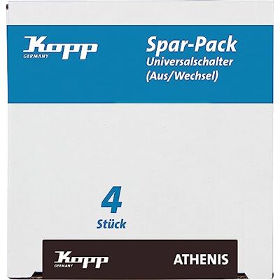 Kopp Athenis Juego de 4 interruptores universales (interruptor de apagado, IP20, superficie mate), color blanco Kopp Athenis Juego de 4 interruptores universales (interruptor de apagado, IP20, superficie mate), color blanco