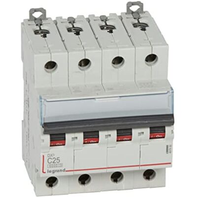 Legrand 407930E - Interruptor automático de 4 polos 25A curva C - Interruptor de circuito Legrand 407930E - Interruptor automático de 4 polos 25A curva C - Interruptor de circuito